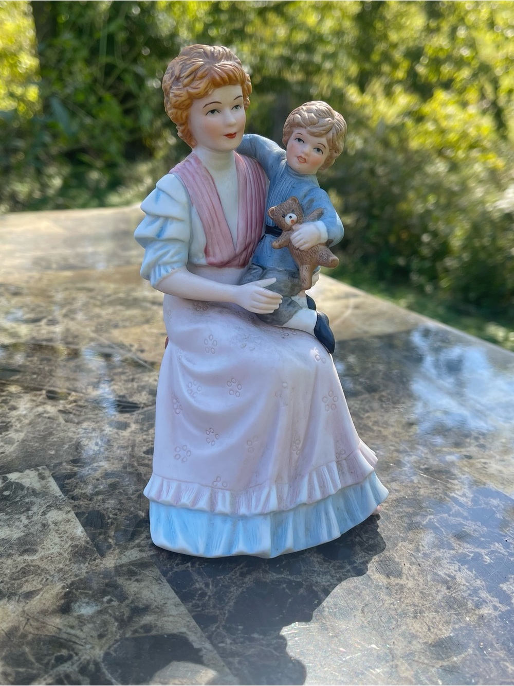 HOMCO Vintage Porcelain Sitting Mother & Child Son Figurine  #1460